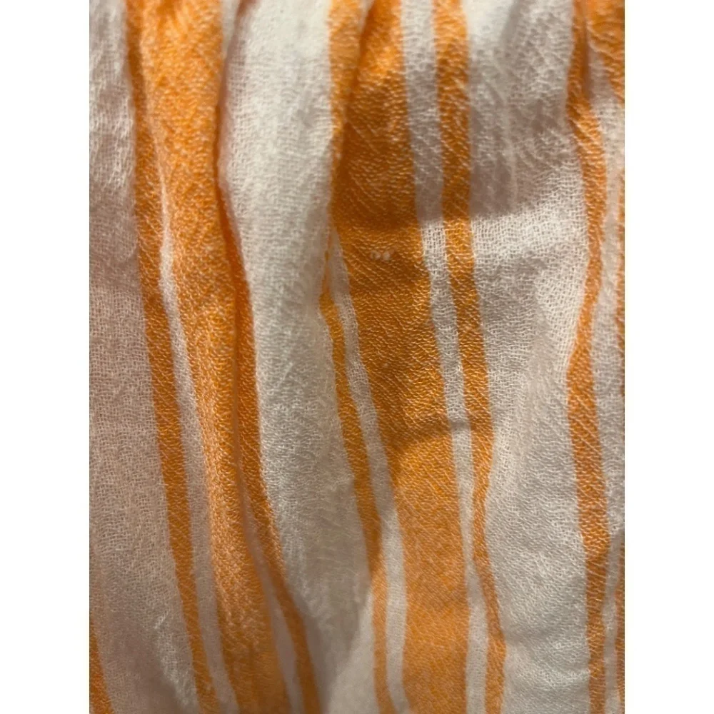 MICHAEL MICHAEL KORS White and Orange Stripe Lined Tie Belt Short Sleeve Dress L